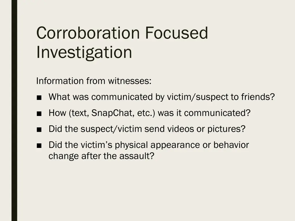 corroboration focused investigation 3