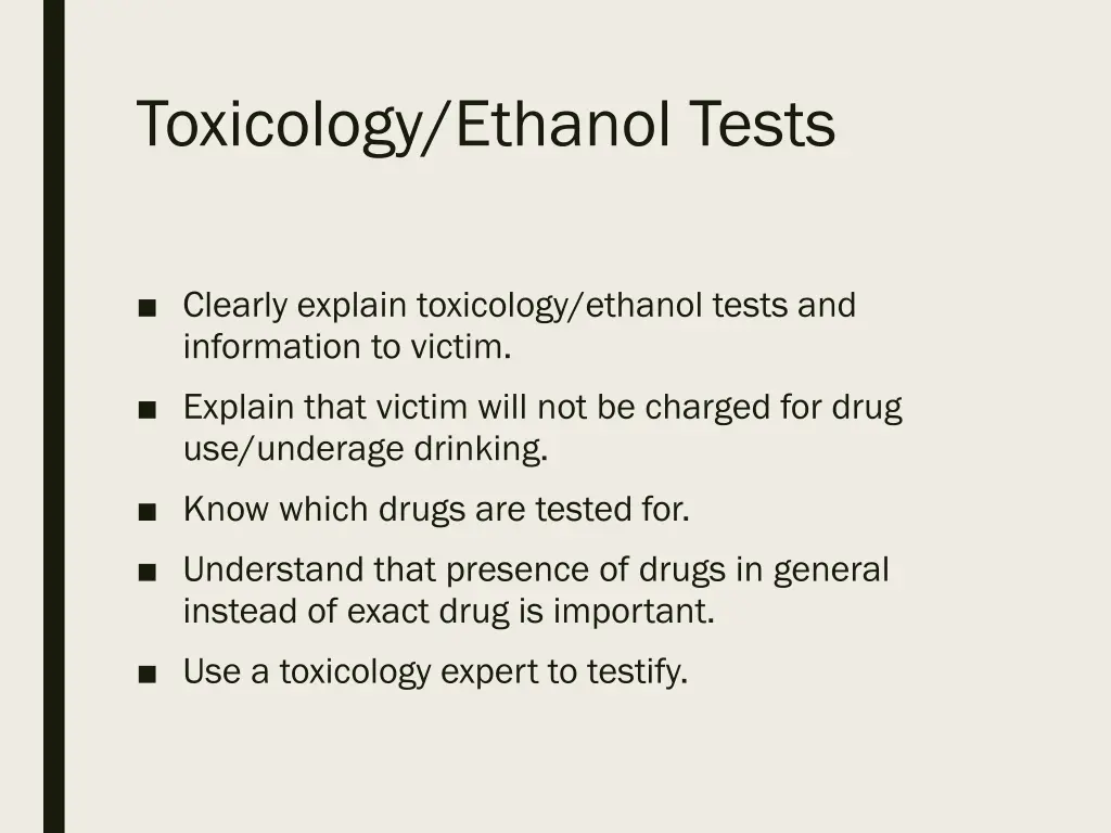 toxicology ethanol tests