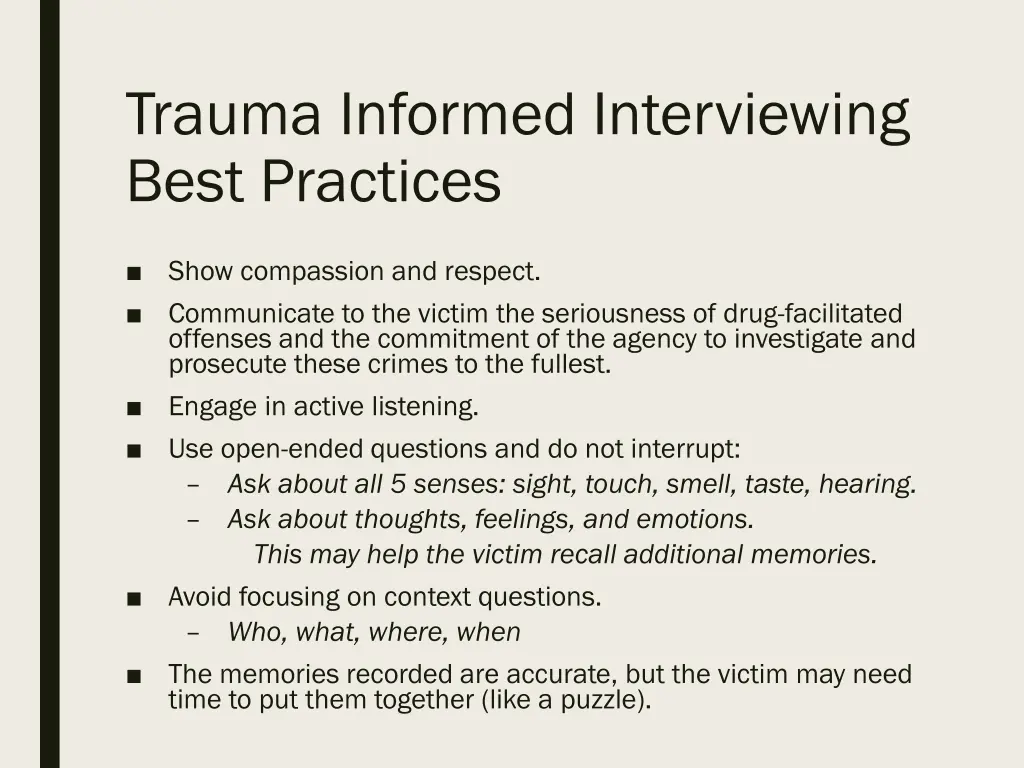 trauma informed interviewing best practices