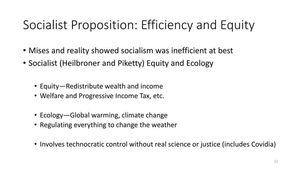 socialist proposition efficiency and equity