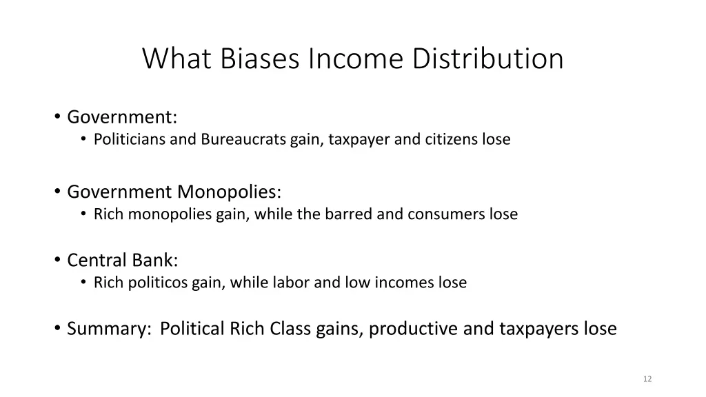 what biases income distribution