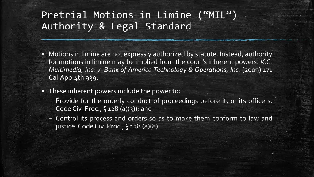 pretrial motions in limine mil authority legal