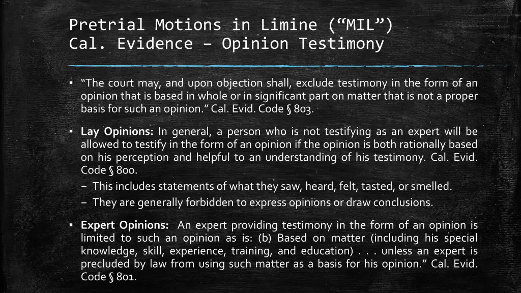 pretrial motions in limine mil cal evidence 1