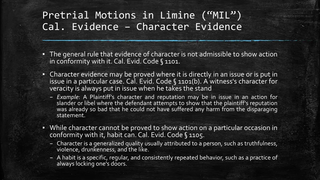 pretrial motions in limine mil cal evidence 2