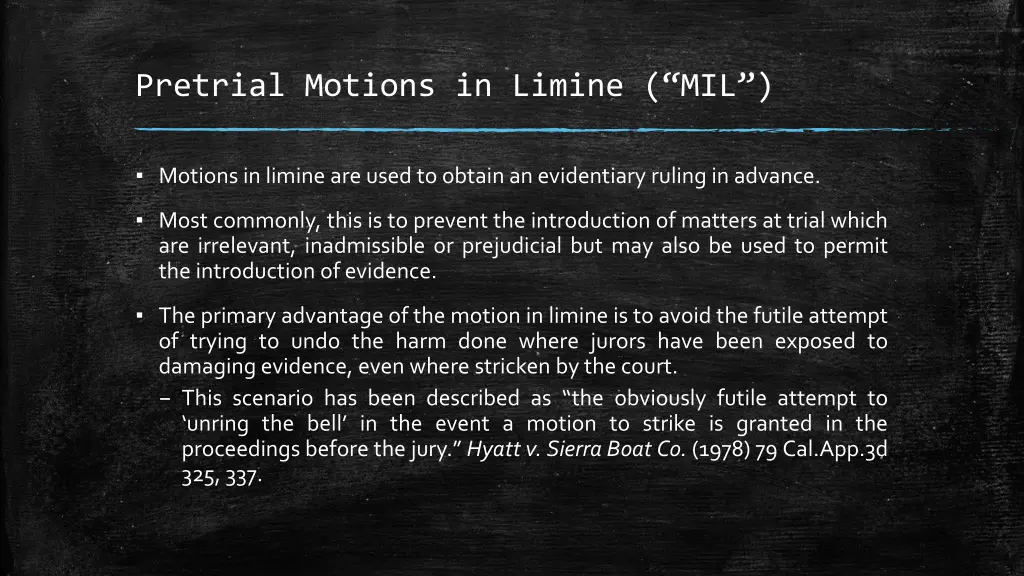 pretrial motions in limine mil