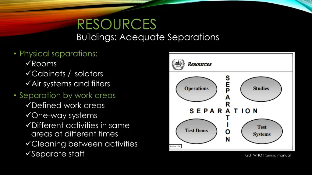 resources buildings adequate separations