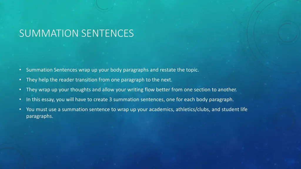 summation sentences 1