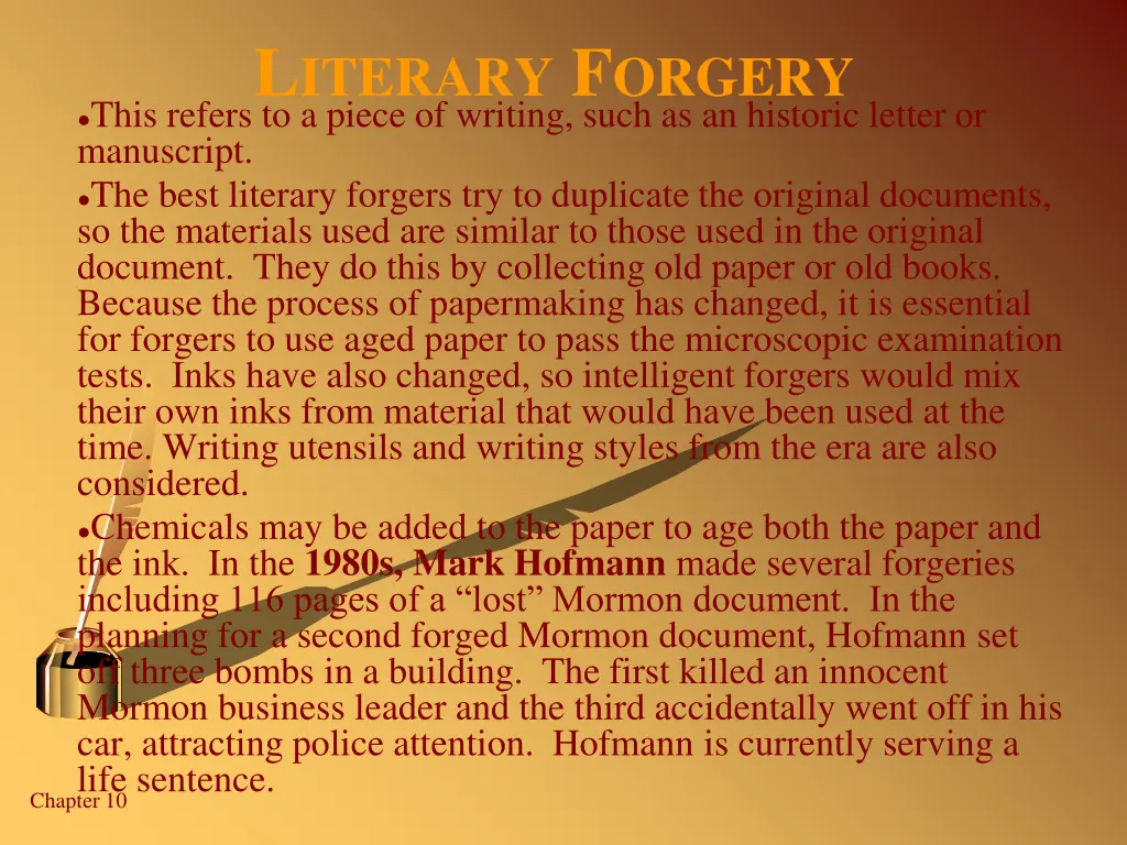 l iterary f orgery this refers to a piece