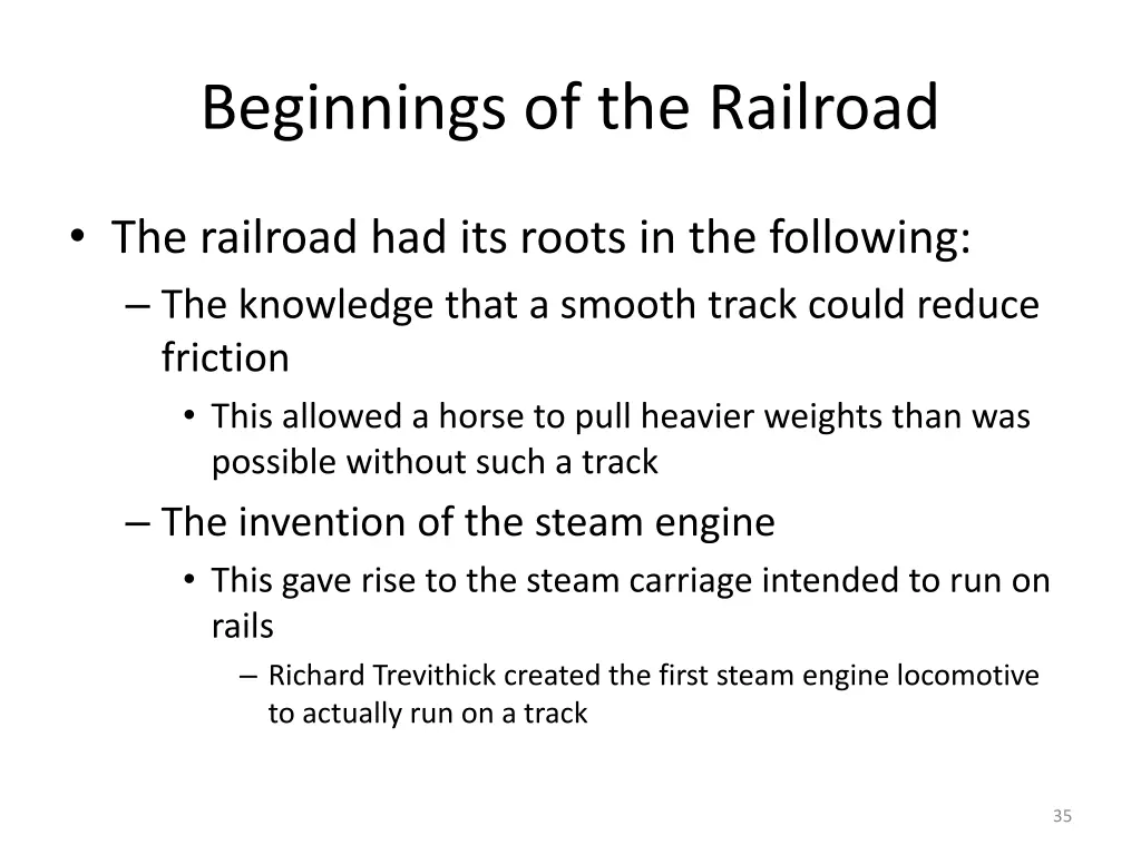 beginnings of the railroad