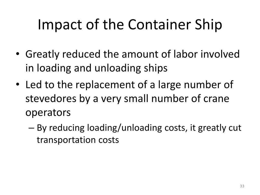 impact of the container ship