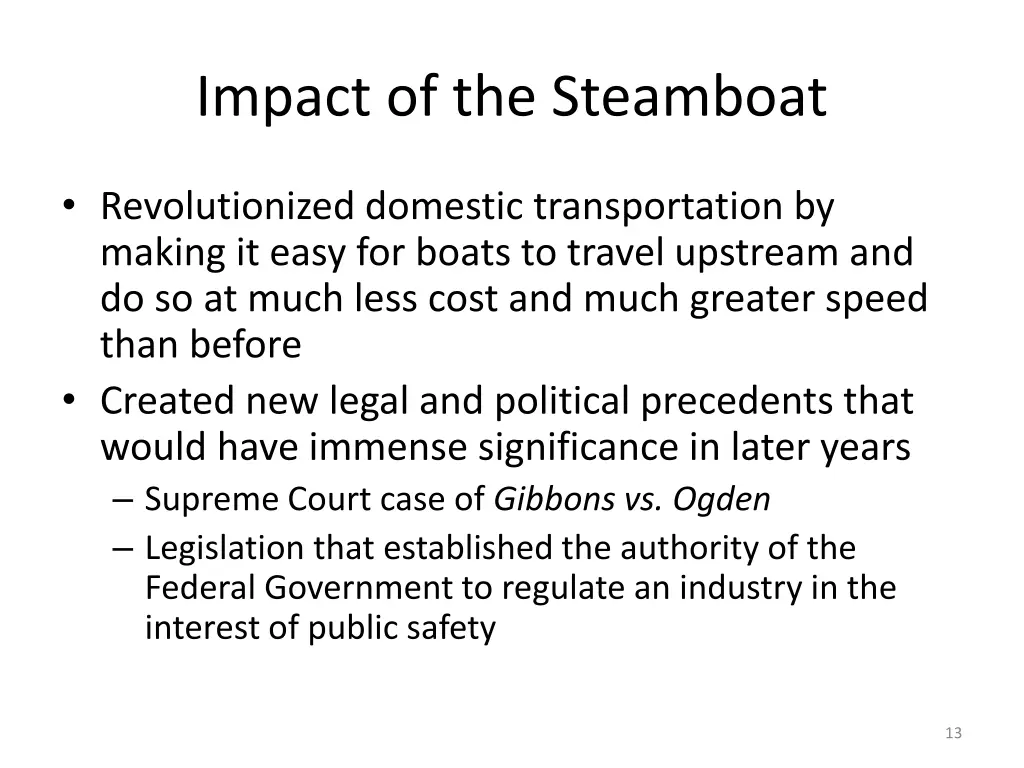 impact of the steamboat