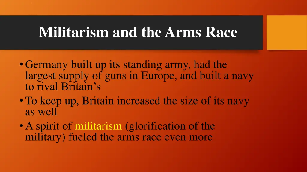 militarism and the arms race