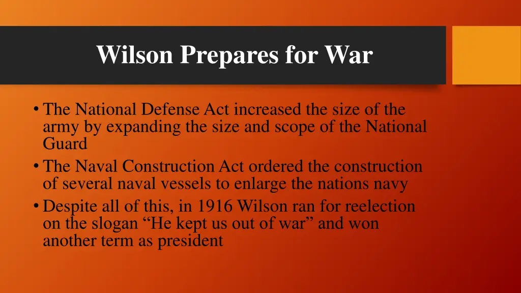 wilson prepares for war 1