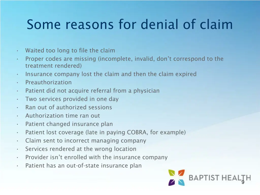 some reasons for denial of claim 1