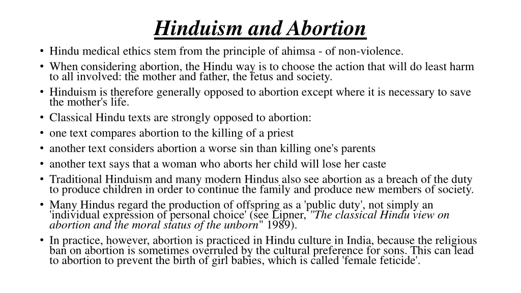 hinduism and abortion