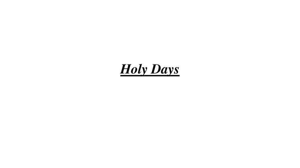 holy days