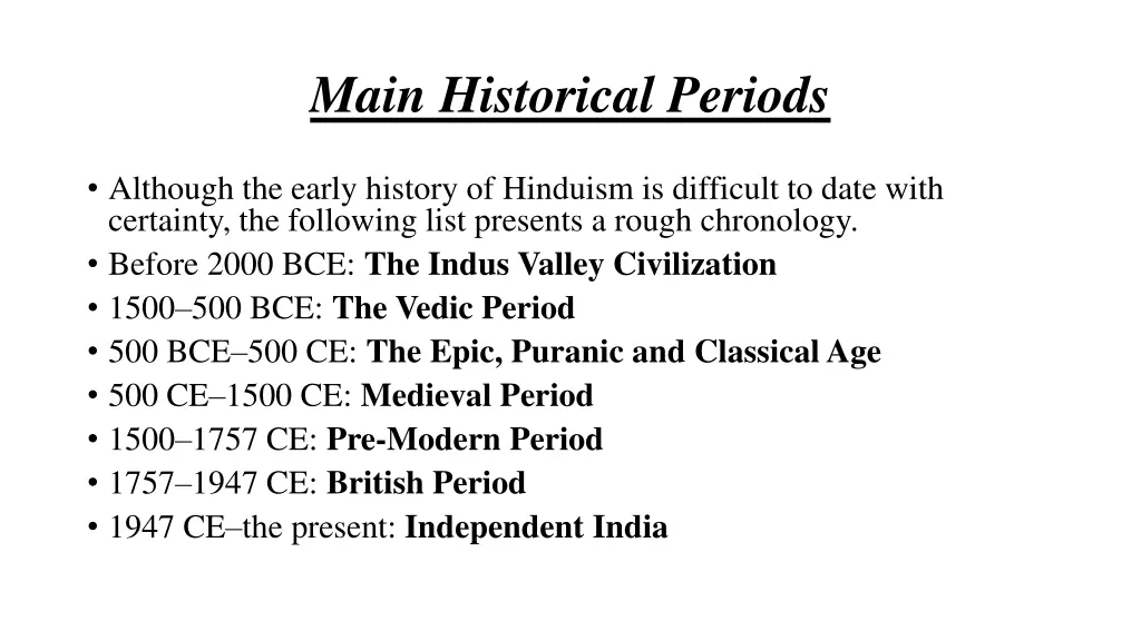 main historical periods