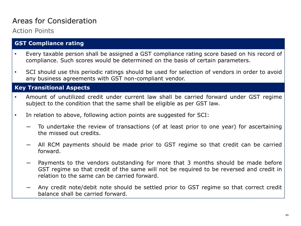 areas for consideration action points 4