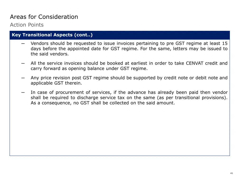 areas for consideration action points 5