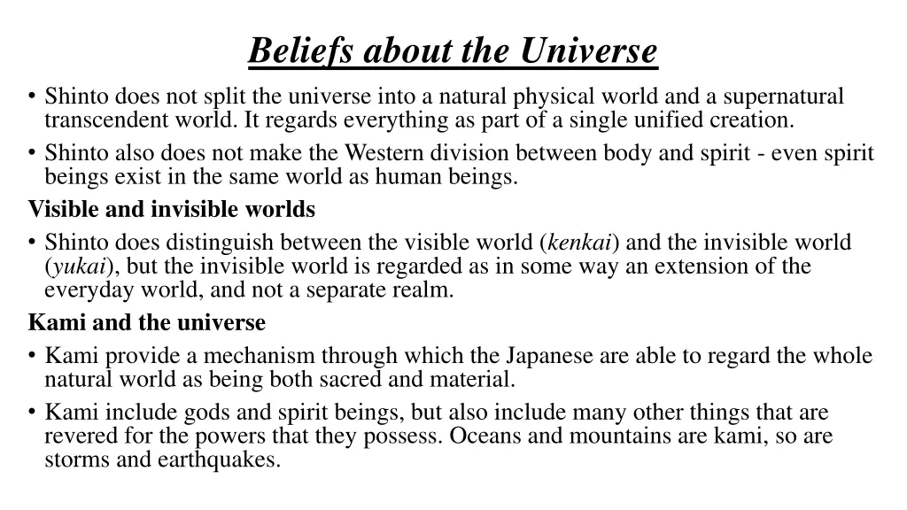 beliefs about the universe