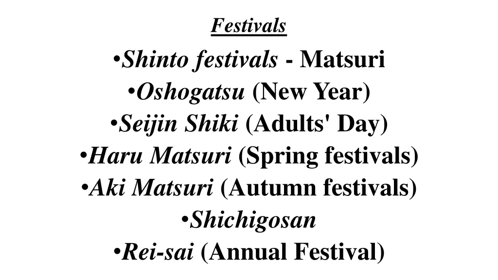 festivals