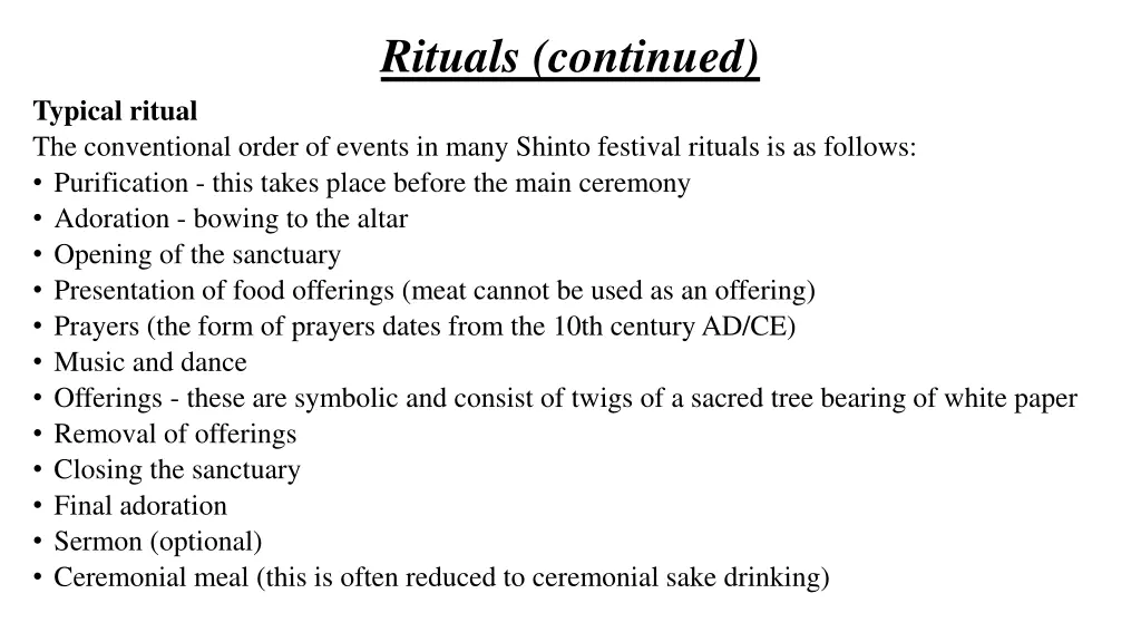 rituals continued