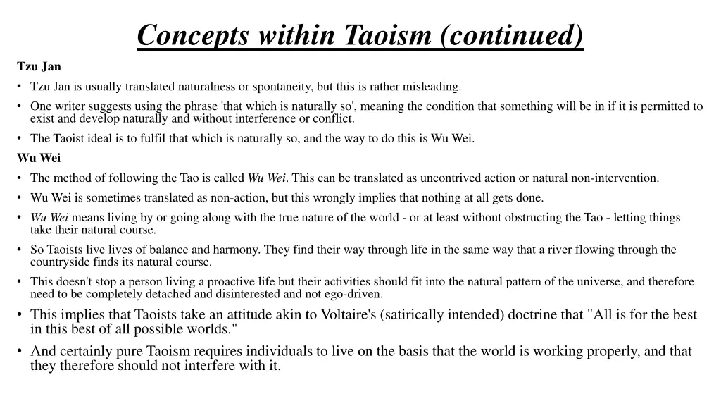 concepts within taoism continued