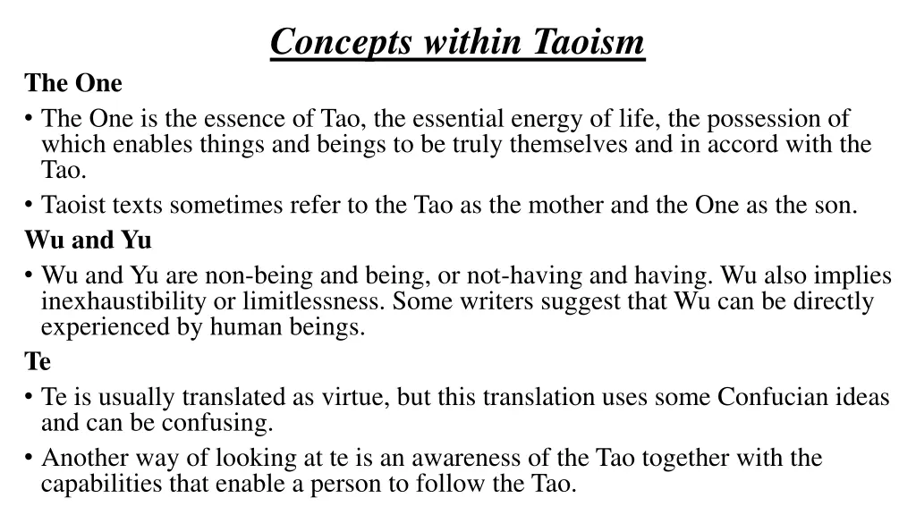 concepts within taoism