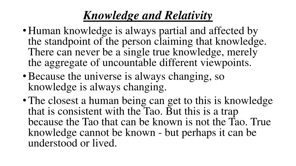 knowledge and relativity human knowledge