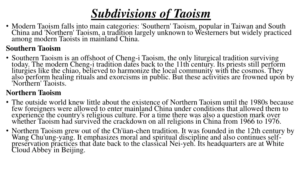 subdivisions of taoism