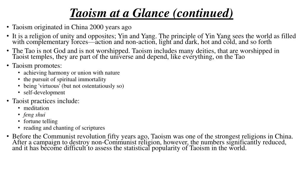 taoism at a glance continued taoism originated