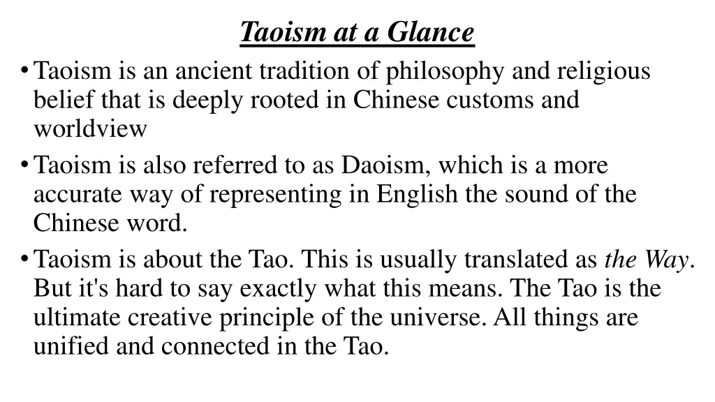 taoism at a glance