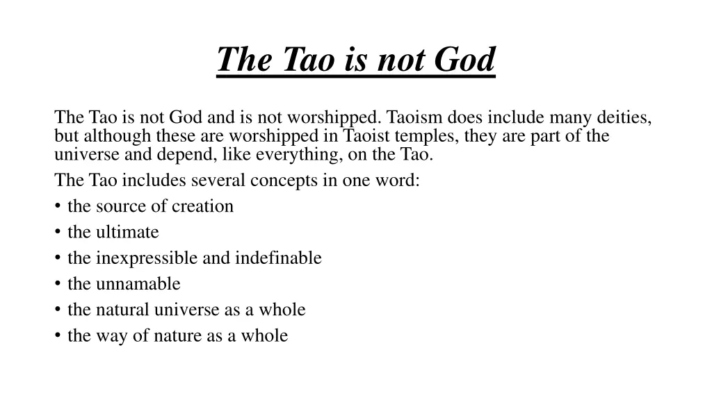 the tao is not god