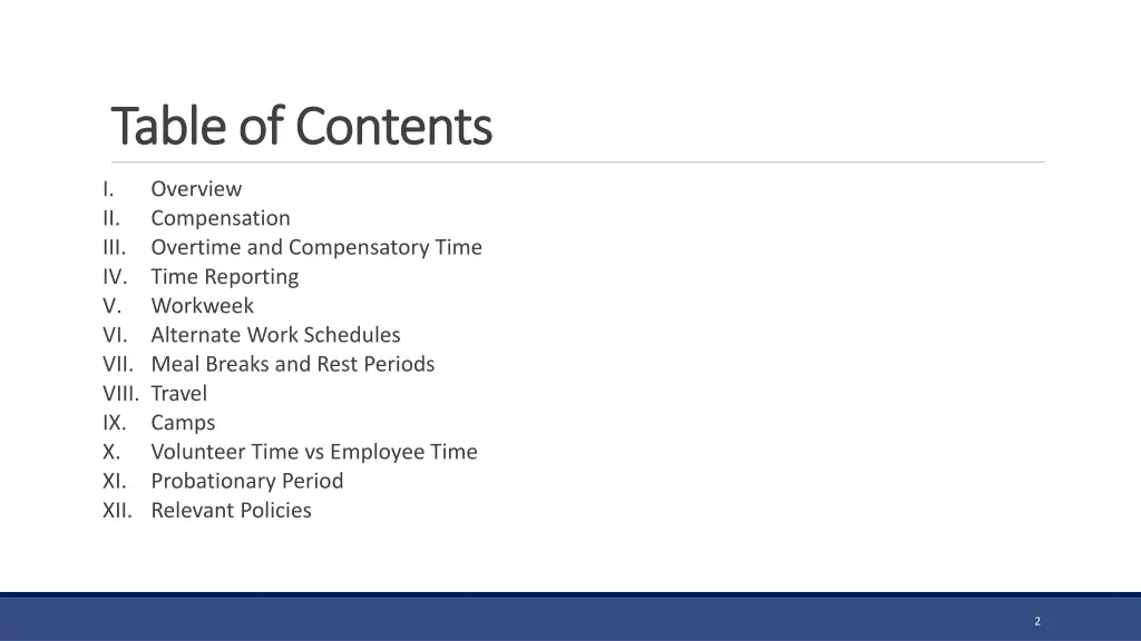 table of contents table of contents