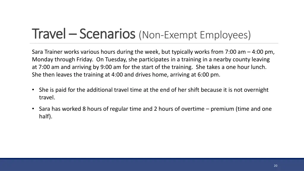 travel travel scenarios scenarios non exempt