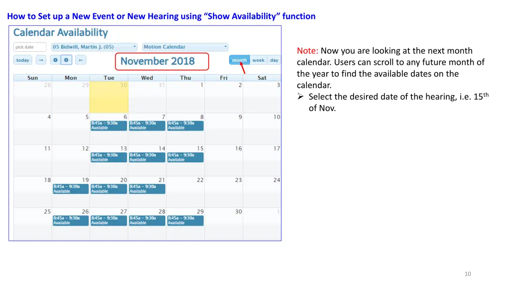 how to set up a new event or new hearing using 4