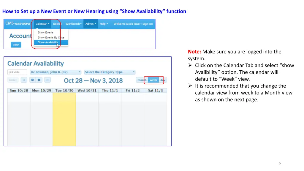 how to set up a new event or new hearing using