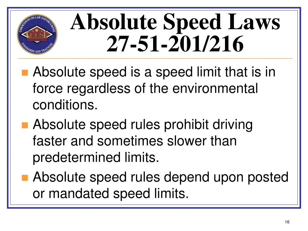 absolute speed laws 27 51 201 216