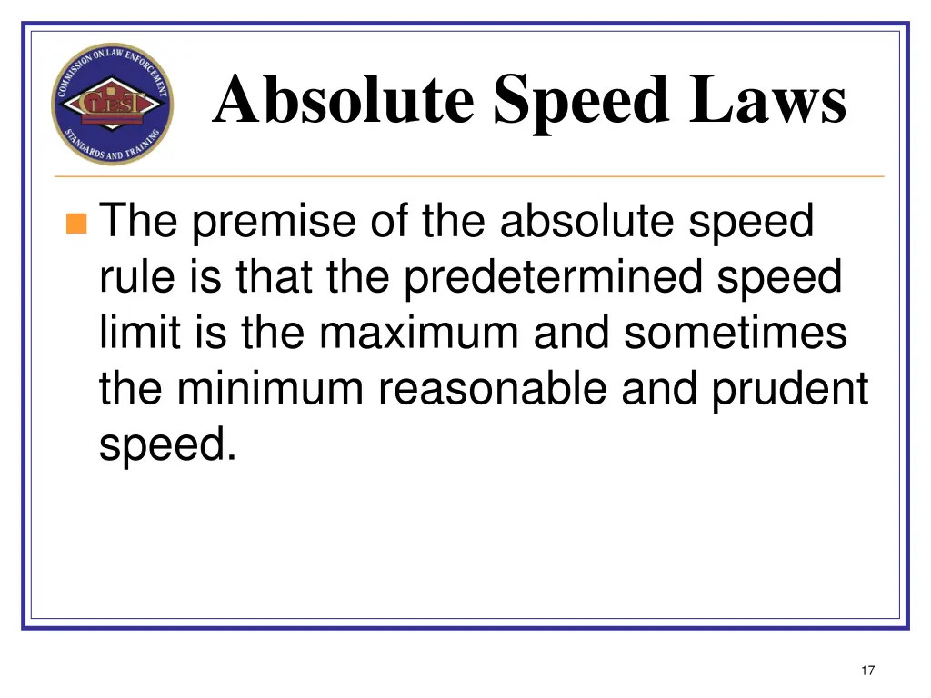 absolute speed laws