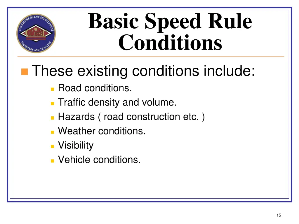 basic speed rule conditions