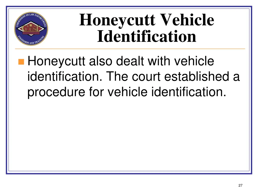 honeycutt vehicle identification