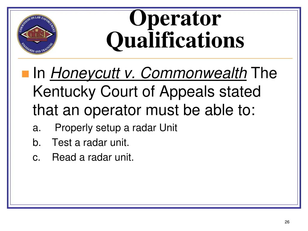 operator qualifications