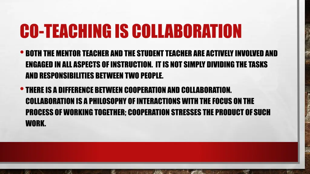 co teaching is collaboration both the mentor