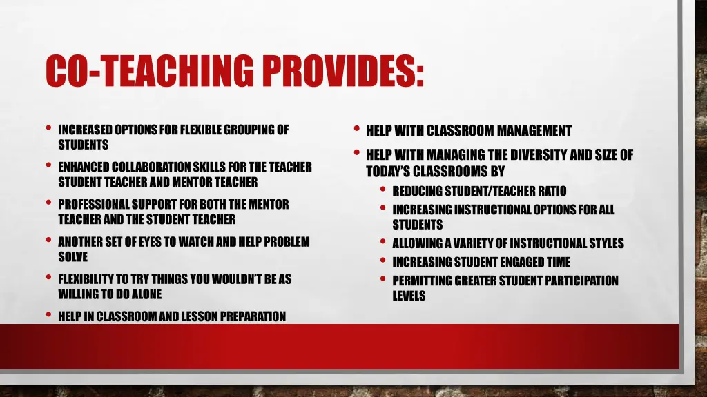 co teaching provides