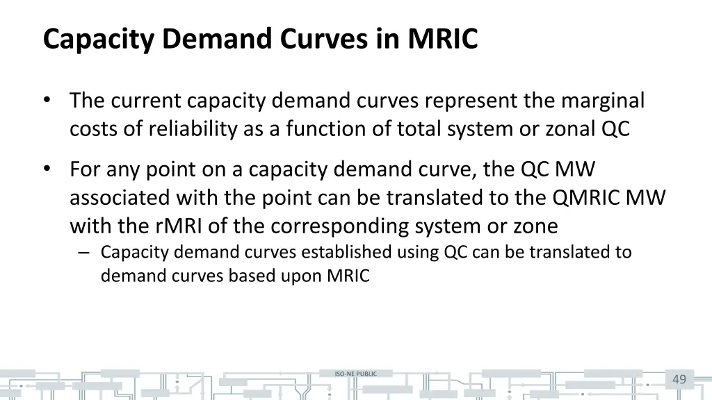 capacity demand curves in mric