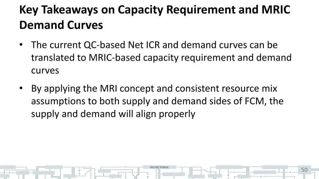 key takeaways on capacity requirement and mric