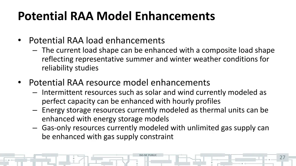 potential raa model enhancements