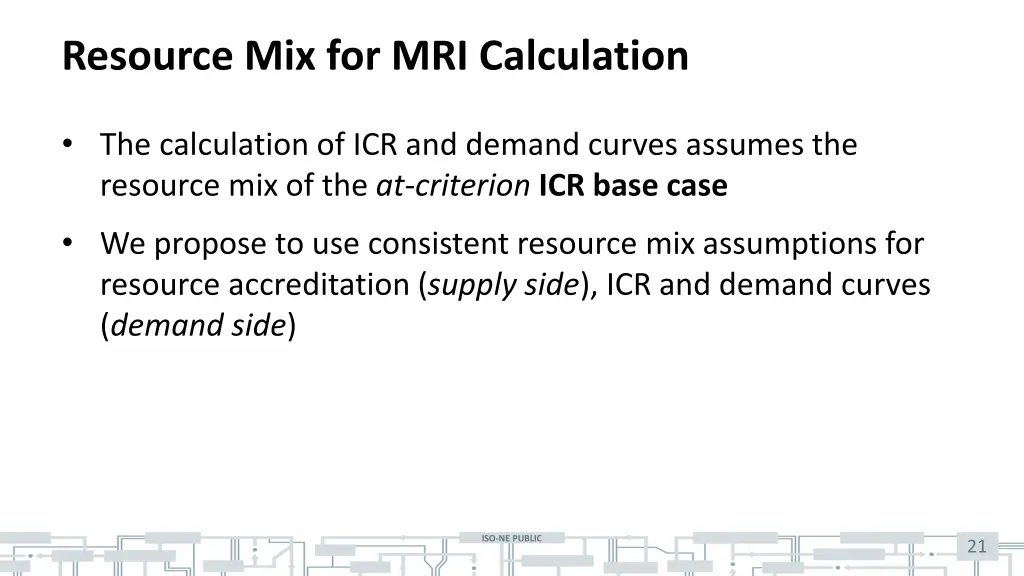 resource mix for mri calculation