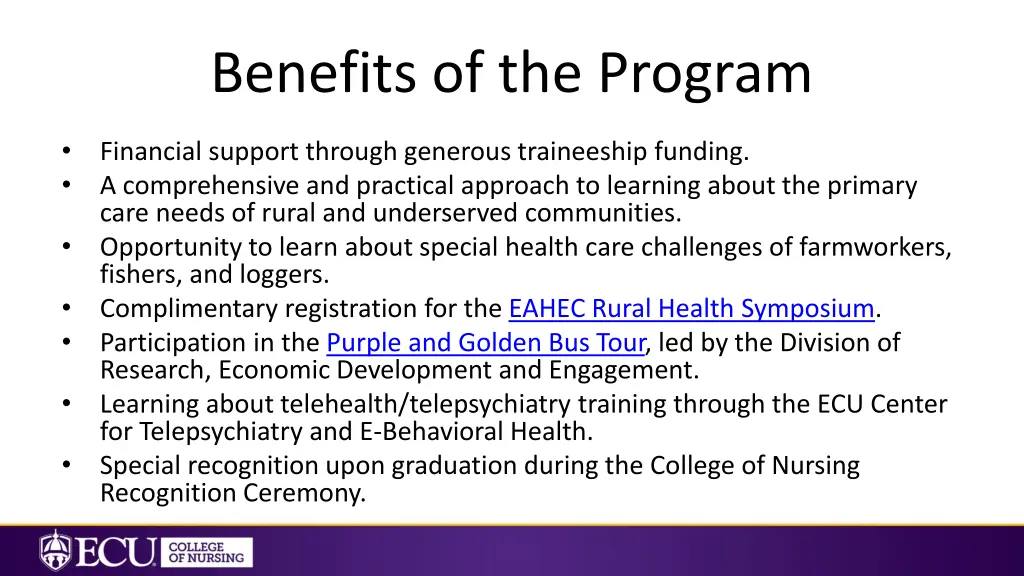 benefits of the program