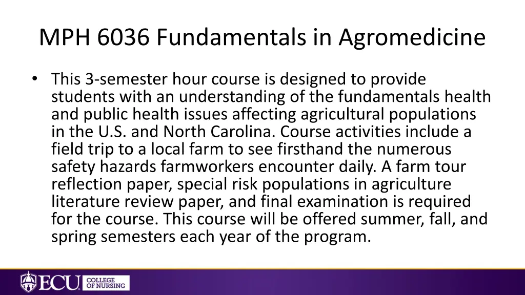 mph 6036 fundamentals in agromedicine